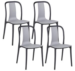 Set di 4 sedie per esterno grigie e nere impilabili senza braccioli giardino patio terrazzo Beliani