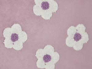 Set di 2 cuscini in velluto lilla ricamati con motivo a fiorellini 45 x 45 cm morbida imbottitura Beliani