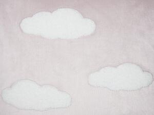 Set di 2 cuscini in velluto rosa con motivo a nuvolette 45 x 45 cm morbida imbottitura Beliani