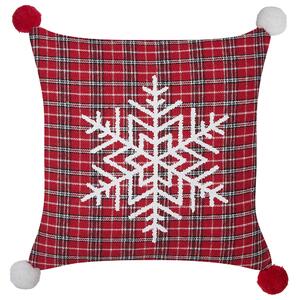 Set di 2 cuscini decorativi in tessuto poliestere rosso con motivo natalizio Tartan 45 x 45 cm Beliani