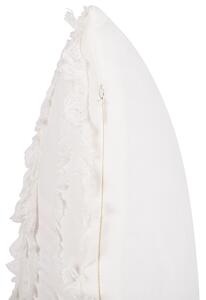 Cuscino decorativo in cotone con motivo a tinta unita bianco 45 x 45 cm stile moderno federa rimovibile Beliani