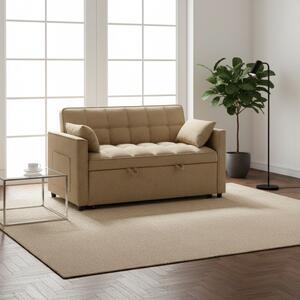 DecHome Divano Letto 2 Posti Moderno in Tessuto Dimensioni 134x93x78 cm colore Cappuccino - Eiri