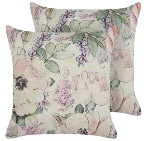 Set di 2 cuscini decorativi motivo floreale viola federa sfoderabile 45 x 45 cm Accessori Decorativi Glamour Vintage Beliani