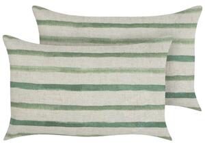 Set di 2 cuscini decorativi Motivo a strisce verde 50 x 30 cm Accessori Decorativi Glamour Vintage Beliani