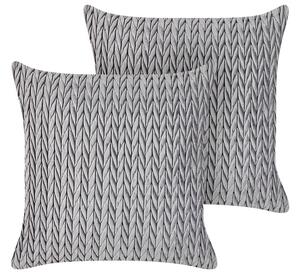 Set di 2 cuscini in tessuto di poliestere trapuntato grigio 45 x 45 cm elegante stile classico Beliani