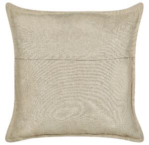 Set di 2 cuscini in cotone ricamati con motivo semplice beige 60 x 60 cm morbida imbottitura Beliani