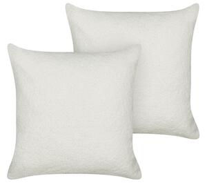 Set di 2 cuscini decorativi Bianco Boucle 45 x 45 cm fodera rimovibile con cerniera Accessori decorativi Boho Beliani