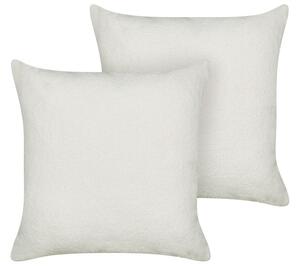 Set di 2 cuscini decorativi Bianco Boucle 60 x 60 cm fodera rimovibile con cerniera Accessori decorativi Boho Beliani
