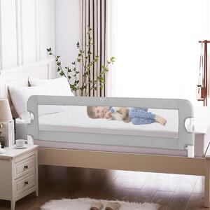 Costway Sponda per letto per bambini con design pieghevole cinghie, Sponda di sicurezza a molle per letto Grigio
