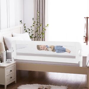 Costway Sponda per letto per bambini con design pieghevole cinghie, Sponda di sicurezza a molle per letto Bianco
