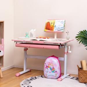 Costway Scrivania per bambini regolabile con piano inclinabile cassetto, Scrivania per bambini tavolo ergonomico Rosa