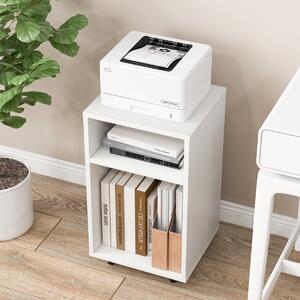 Costway Schedario da ufficio con ruote piroettanti 2 scomparti aperti, Mobiletto porta stampante multiuso moderno Bianco