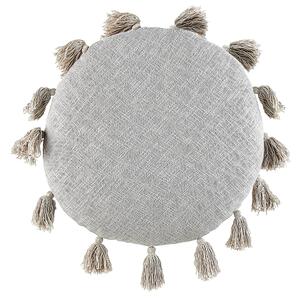 Set di 2 cuscini decorativi in cotone grigio da 45 cm con nappe Accessori decorativi moderni Boho Beliani