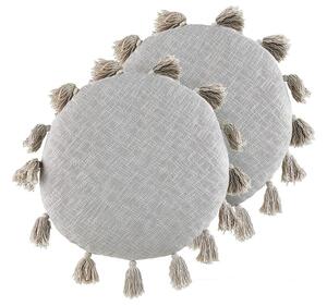 Set di 2 cuscini decorativi in cotone grigio da 45 cm con nappe Accessori decorativi moderni Boho Beliani