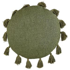 Set di 2 cuscini decorativi cotone verde 45 cm rotondi con nappe accessori decorativi moderni boho Beliani