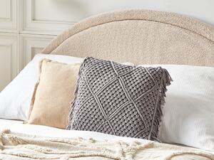 Set di 2 cuscini in cotone macramè con intrecciato con frange grigie 45 x 45 cm stile boho elegante Beliani