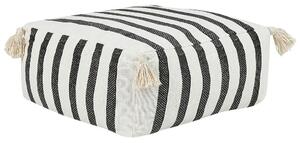 Cuscino da terra in cotone bianco e nero 45 x 45 x 20 cm con motivo a righe in tessuto quadrato Pouf da seduta Beliani