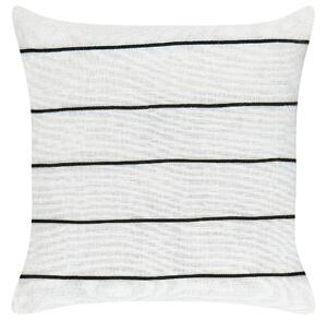 Set di 2 cuscini in lino e cotone con motivo a righe Bianco e nero 50 x 50 cm accessori salotto Beliani