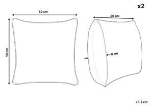 Set di 2 cuscini in lino e cotone con motivo a righe grigio e bianco 50 x 50 cm accessori salotto Beliani