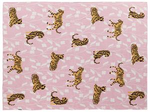 Coperta per bambini Cotone rosa 130 x 180 cm Lancio per il letto Accogliente motivo tigrato Camera da letto Camera dei bambini Design moderno Beliani
