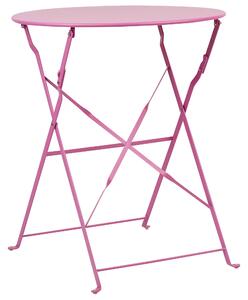 Set da bistrot 3 pezzi rosa in metallo pieghevole con schienale a doghe per esterni Beliani