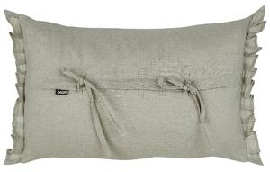 Set di 2 cuscini decorativi in lino grigio chiaro 30 x 45 cm con balze e fiocchi Beliani