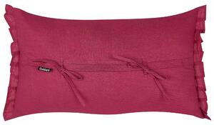 Set di 2 cuscini decorativi in lino rosso 30 x 45 cm con balze e fiocchi Beliani