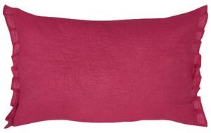 Set di 2 cuscini decorativi in lino rosso 30 x 45 cm con balze e fiocchi Beliani