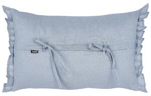 Set di 2 cuscini decorativi in lino blu chiaro 30 x 45 cm con balze e fiocchi Beliani