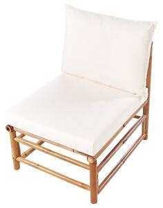 Modulo per esterni senza braccioli a 1 posto in bambù bianco sporco con cuscino seduta da giardino Beliani