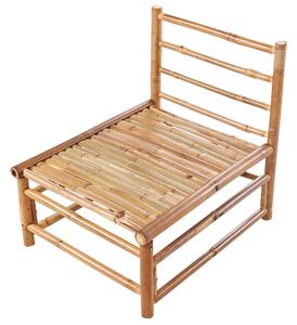 Set da giardino angolare composto da divano 2 posti 2 poltrone e tavolino in bambù naturale con cuscini tortora esterno stile elegante Beliani