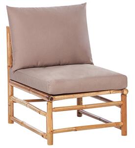 Modulo per esterni senza braccioli a 1 posto in bambù tortora con cuscino seduta da giardino Beliani