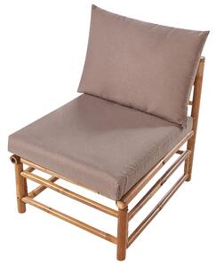 Modulo per esterni senza braccioli a 1 posto in bambù tortora con cuscino seduta da giardino Beliani