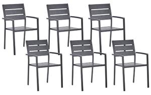 Set di 6 sedie da giardino da pranzo nero con schienale a doghe in alluminio anodizzato set di sedie da esterno Beliani