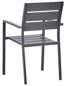 Set di 6 sedie da giardino da pranzo nero con schienale a doghe in alluminio anodizzato set di sedie da esterno Beliani