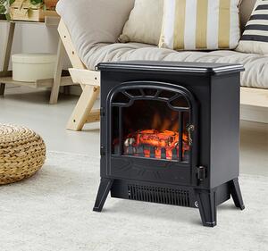 HOMCOM Camino Elettrico con Effetto Fiamma Regolabile Potenza 900W/1800W, 36 x 25.5 x 41.5cm, Nero|Aosom