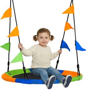 Outsunny Altalena Rotonda a Nido per Bambini di +3 Anni per Giardino, Esterni, Interni, Cameretta, Multicolor Φ100x120-180Acm|Aosom
