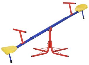 Outsunny Altalena per Bambini Doppia a Bilico Girevole a 360° in Metallo e PP, Età 3-8 Anni, 182x77x43cm Multicolore|Aosom