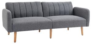 HOMCOM Divano Letto 2 Posti a 1 Piazza con Schienale Reclinabile, Rivestimento Tessuto e Gambe in Legno, 173x75x73cm, Grigio|Aosom