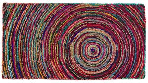 Tappeto Multicolore con Cotone 80 x 150 cm Rettangolare Motivo Astratto Intrecciato a Mano Boho Beliani