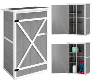 Outsunny Casetta da Giardino in Legno con Tetto Impermeabile, Armadio Porta Attrezzi da Esterno con 2 Mensole, 75x56x115cm, Grigio | Aosom Italy