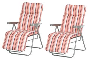 Outsunny Sedia Sdraio per Esterni da 2 Pezzi Pieghevole e Reclinabile, Lettino Prendisole con Cuscino Imbottito, Arancione|Aosom
