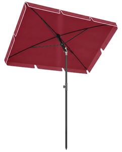 Outsunny Ombrellone da Giardino Rettangolare con Inclinazione Regolabile e Palo in Alluminio, 198x130x240cm, Rosso e Nero|Aosom