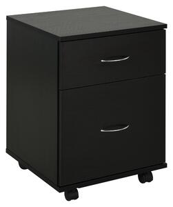 HomCom Cassettiera a Rotelle Mobiletto con 4 Ruote da Ufficio Salvaspazio in Legno, 41x39x58cm, Nero|Aosom