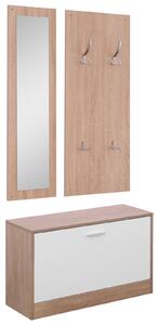 HOMCOM Set 3 Pezzi Scarpiera Appendiabiti Specchio Guardaroba da ingresso da Ingresso Camera da Letto in Legno|Aosom