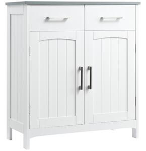 Kleankin Mobile Bagno Salvaspazio Slim con 2 Ante, Mobiletto con 2 Cassetti e Ripiano Regolabile in MDF, 68x33x76cm, Bianco|Aosom Italy