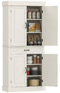 HOMCOM Credenza per Cucina con 2 Armadietti e Cassetto in Stile Coloniale, 80x35x180cm Bianco|Aosom
