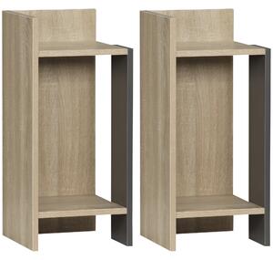 HOMCOM Comodino Moderno Grigio con Ripiano Aperto, Set da 2 Pezzi in Truciolato per Camera da Letto e Soggiorno, 27x25x60 cm|Aosom