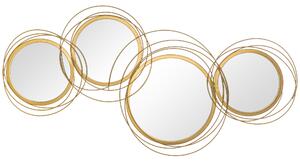 HOMCOM Decorazione Murale 3D in Metallo, Wall Art a Cerchi con Specchi 107x56cm, Oro|Aosom
