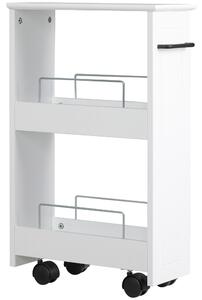 Kleankin Carrello Salvaspazio Multiuso in Legno MDF e Ruote, 42.5x20.3x66.7cm, Bianco|Aosom